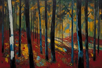 Herbstliche Pracht in Abstract Forest Impression von De Muurdecoratie