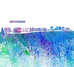 Silhouette impressionniste d'Amsterdam Skyline sur Markus Bleichner