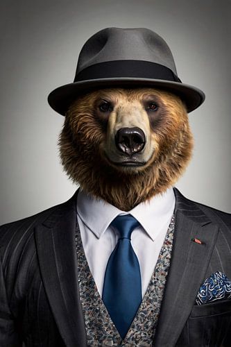 Stijlvolle beer met hoed