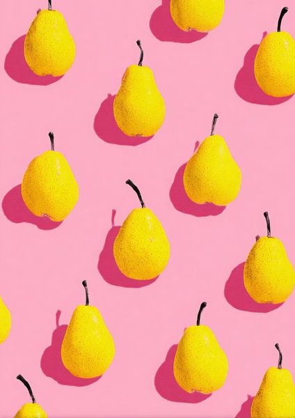 Yellow pears on a pink background by Niklas Maximilian