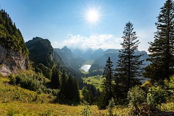 Seealpsee in the Appenzell Alps and the view of the Säntis by Leo Schindzielorz