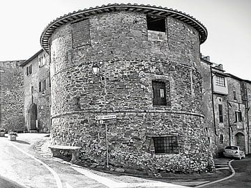 Panicale Town Walls Black And White