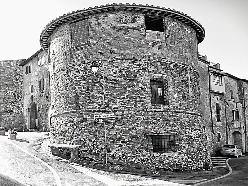 Panicale Town Walls Black And White by Dorothy Berry-Lound