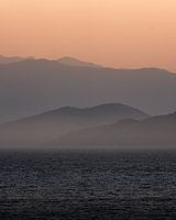 Layers in the landscape - mountain silhouette at sunset