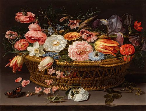 Stilleven van rozen, anjers en andere bloemen, Clara Peeters