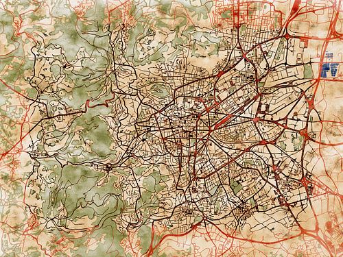 Karte von Clermont-Ferrand im stil 'Serene Summer' von Maporia