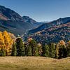 View of the Val Müstair in autumn colors from the Ofenpass by Sean Vos