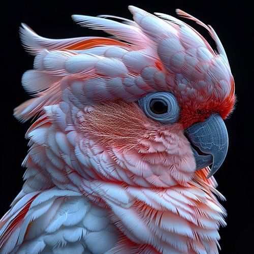 Gros plan sur les plumes d'un cacatoès rose