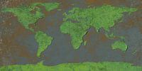 Afbladderende wereldkaart, groen van Frans Blok thumbnail