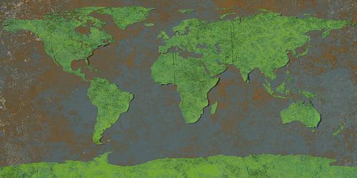 Afbladderende wereldkaart, groen