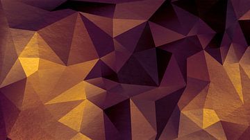 Abstracte geometrie. Driehoeken in goud, koper, paars en bruin. van Dina Dankers