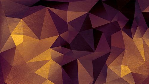Abstracte geometrie. Driehoeken in goud, koper, paars en bruin.