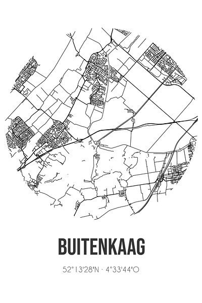 Buitenkaag (Noord-Holland) | Map | Black and White by Prints of Place