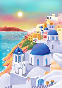 Santorini, Griekenland van Aniet Illustration
