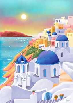Santorini, Greece by Aniet Illustration