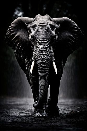 Animal portrait in black and white minimalist art photography