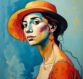 Femme au chapeau sur Ferry Geutjes