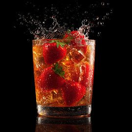 Cocktail à la fraise avec une touche de glace sur TheXclusive Art