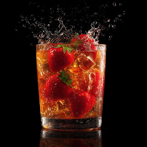 Aardbei cocktail met ijs splash