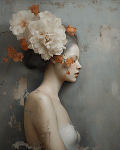 Portrait d'art numérique moderne chic "fille de fleur&quot ; sur Carla Van Iersel