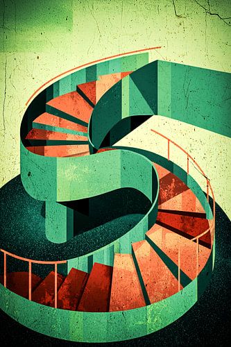 Kleurrijke spiraalvormige trap design