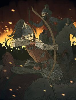 Middeleeuwse boogschutter te paard.