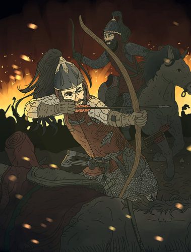 Medieval archer on horseback.