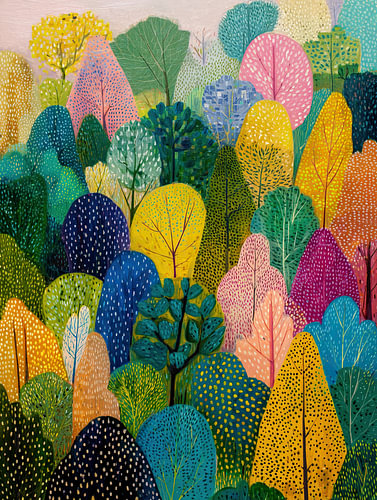 Verspielte Bäume in farbenfroher Harmonie von Blumen Studio