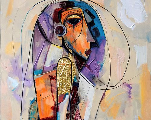 Tableau abstrait de portrait de femme | Golden Gaze Layers