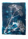 Botanische planten en insecten afdruk  Blauw van Angela Peters thumbnail