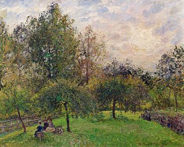 Camille Pissarro,Appelbomen en populieren in de ondergaande zon