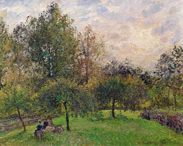 Camille Pissarro,Apple trees and poplars in the setting sun by finemasterpiece