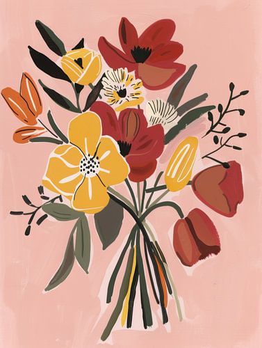 Bouquet floral abstrait chaleureux