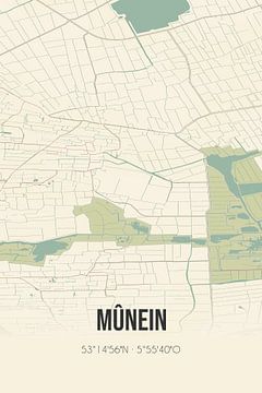 Vintage landkaart van Mûnein (Fryslan) van Rezona