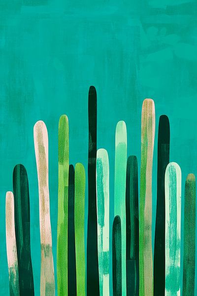 Cactusbochten in zachte kleuren van Poster Art Shop