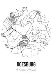 Doesburg (Gelderland) | Landkaart | Zwart-wit van Stad & Wand