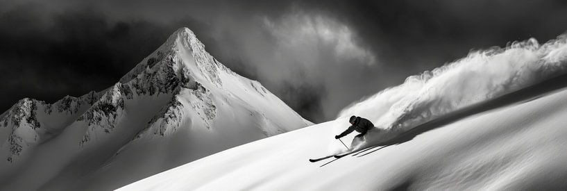 Skiers in the snow by Poster Art Shop