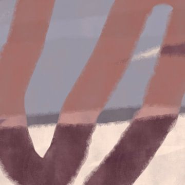 Modern abstract minimalistisch schilderij in warm bruin, grijs en wit van Dina Dankers