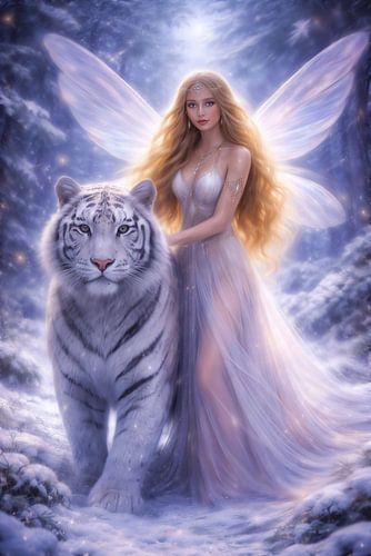 Deva et le tigre blanc dans la neige