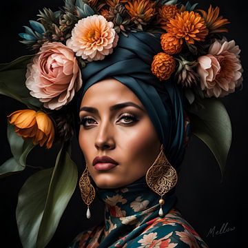 Bloeiende Schoonheid: Moslimvrouw van Mellow Art
