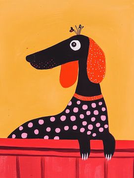 Tekkel dachshund met stipjes van Franka Poulain