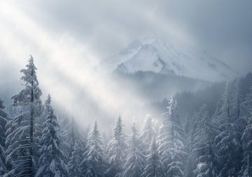 Mystieke winterbergen van fernlichtsicht