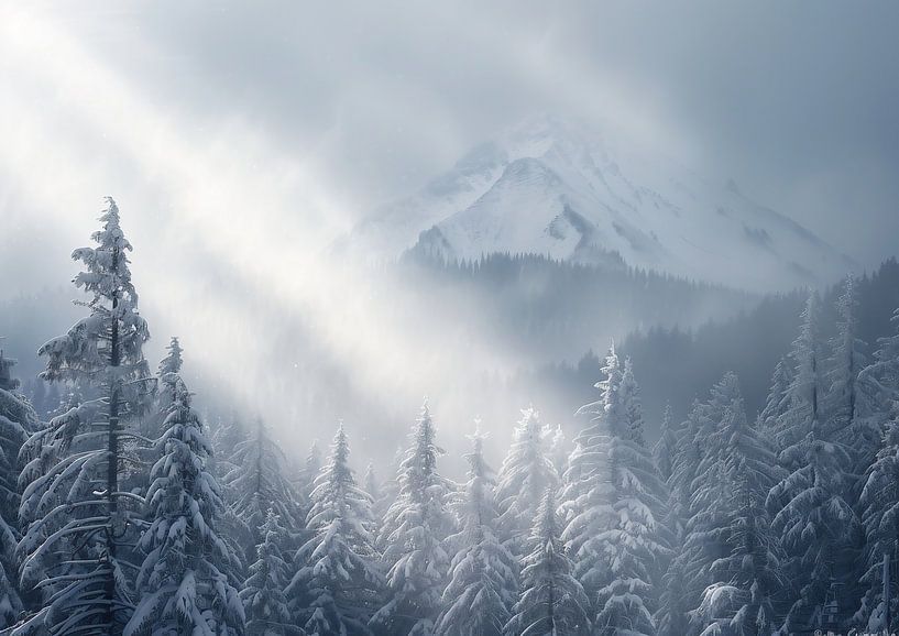 Mystieke winterbergen van fernlichtsicht