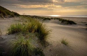 Soleil du soir sur la plage d'Ameland sur Bo Scheeringa Photography