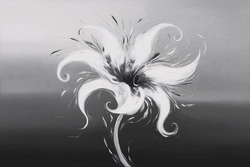 Abstrakte Blume in Schwarz und Weiß von Imperial Art House