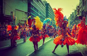 défilé de carnaval coloré dans la rue, Art Illustration sur Animaflora PicsStock