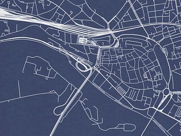 Kaart van Arnhem Centrum in Royaal Blauw van Map Art Studio