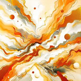 Abstract in earth tones and gold.  ( 4 ) by Ineke de Rijk