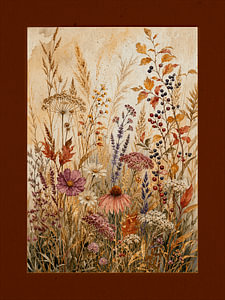 Botanischer Herbst: Wildblumen und Gräser in warmen Farbtönen