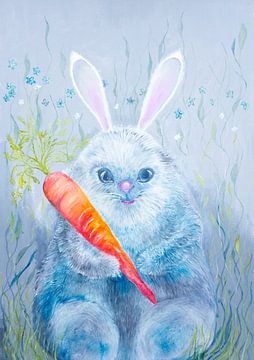 Kaninchen mit Karotte ; Lustiges, glückliches, pelziges Kaninchen von Anne-Marie Somers